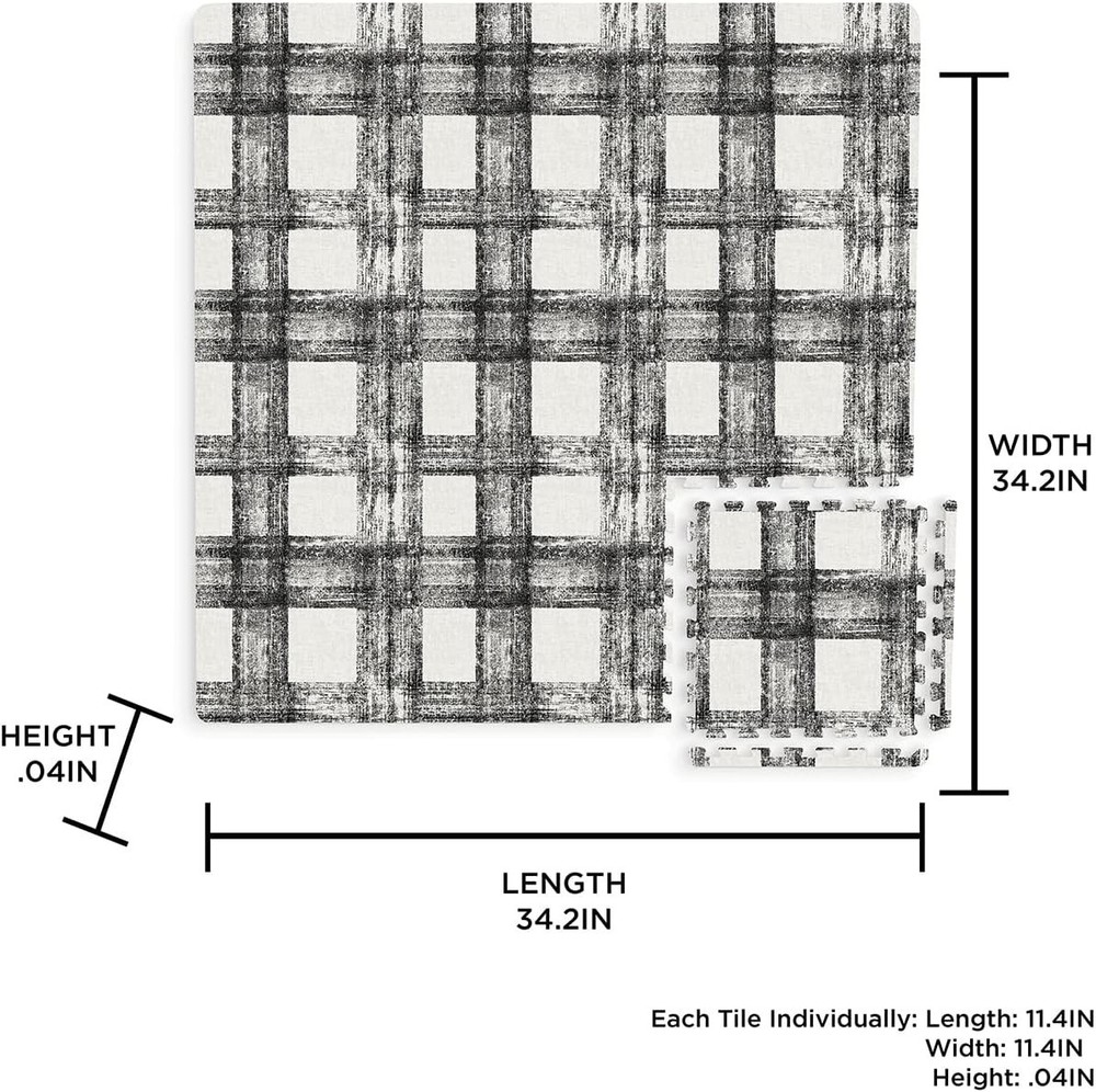 Customizable Black Plaid Interlocking Floor Tiles - Perfect for Any Space