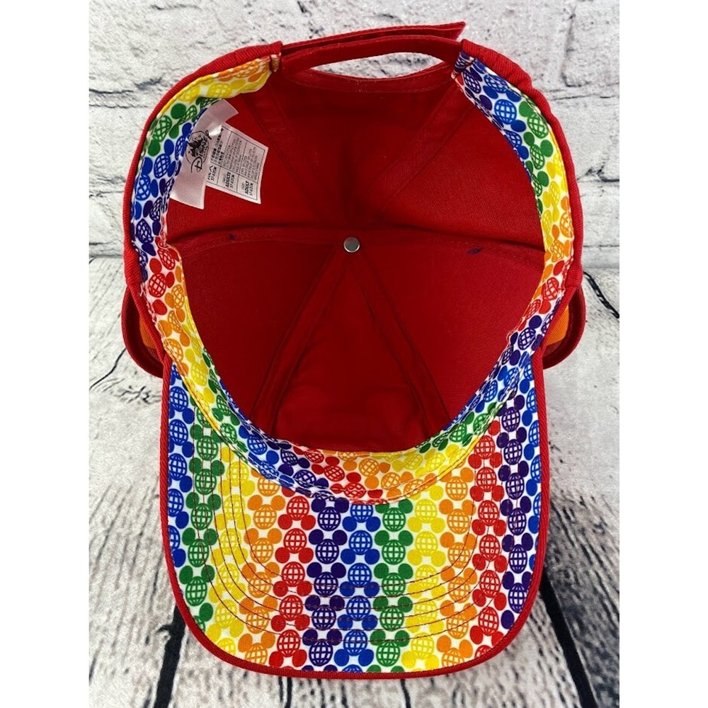 Walt Disney Mickey Mouse Ears Rainbow Pride Adjustable Hat Cap Red