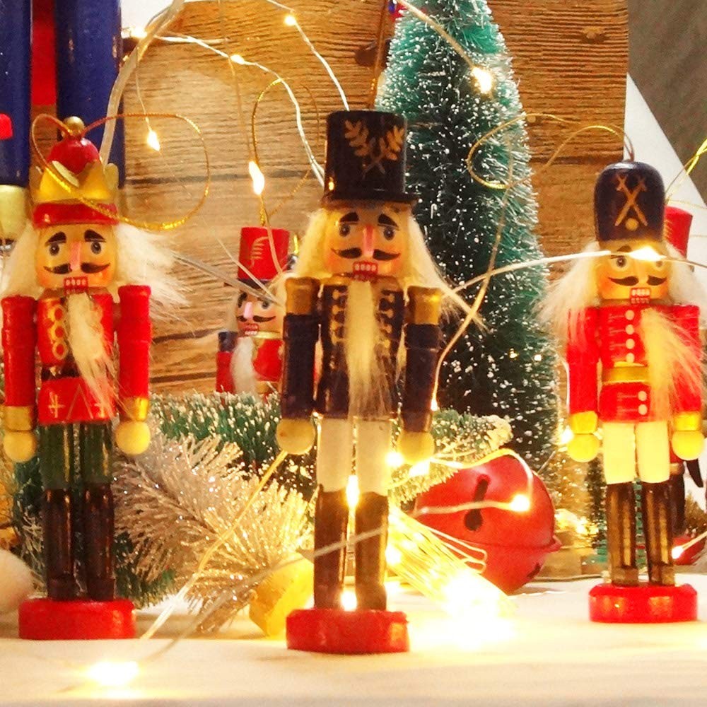 6pcs Wooden Nutcracker Christmas Ornaments Set