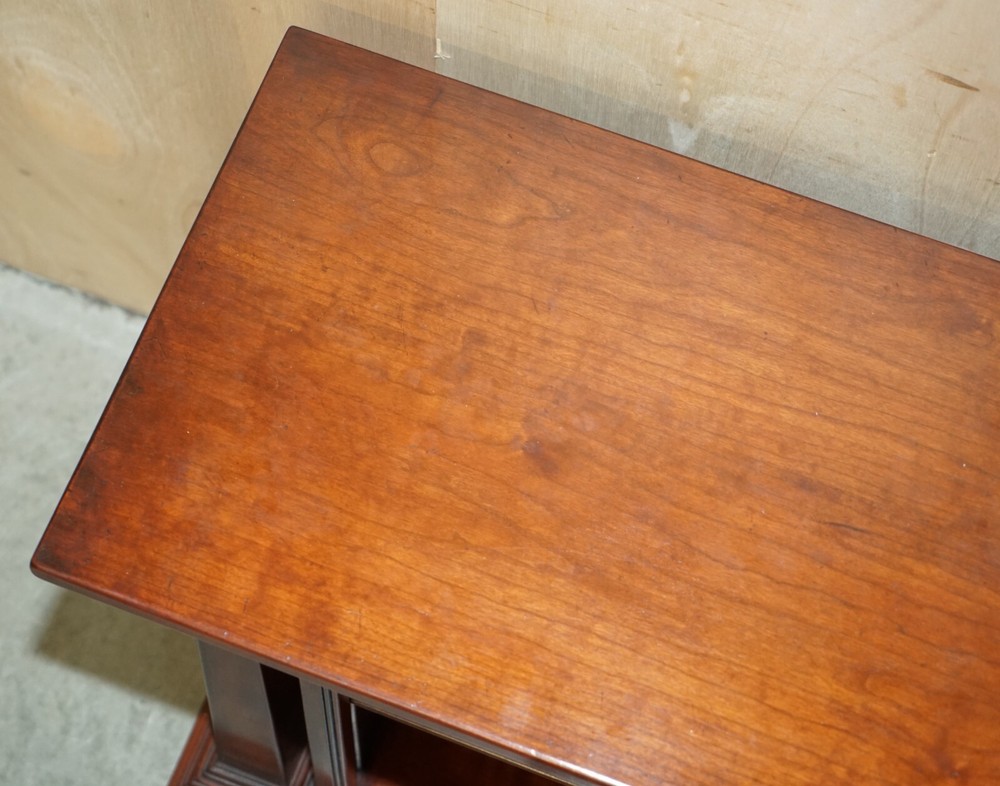 REH KENNEDY HARRODS LONDON SOLID MAHOGANY OPEN PILLARED DWARF LIBRARY BOOKCASE