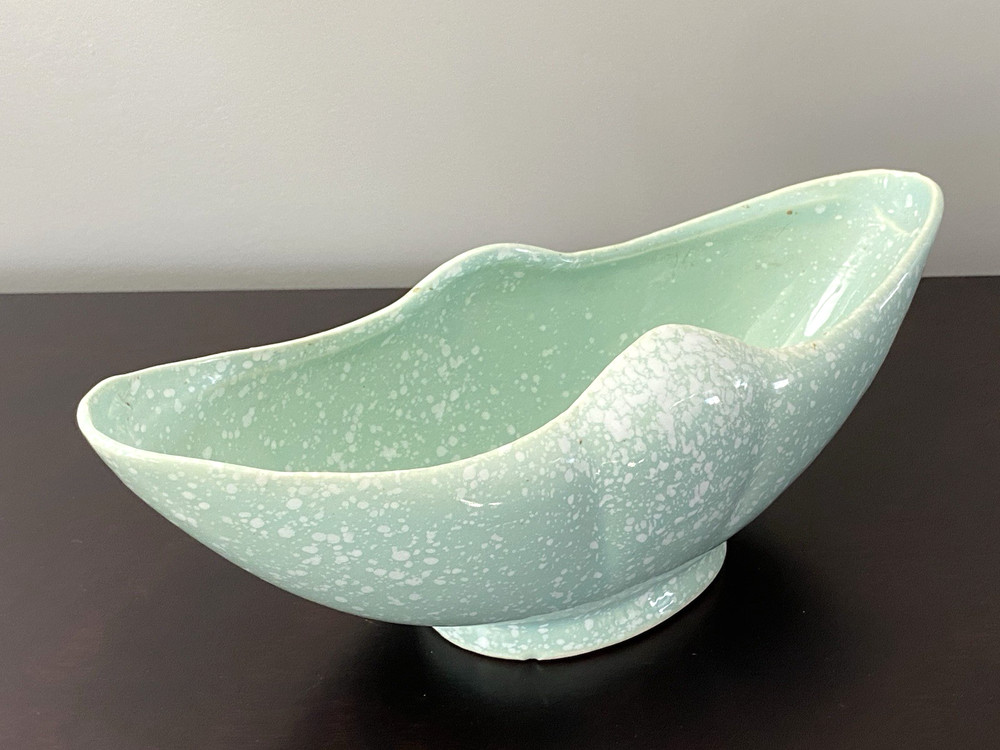 Mid Century Pottery Planter Splatterware Speckle Pattern Vintage 11" Long