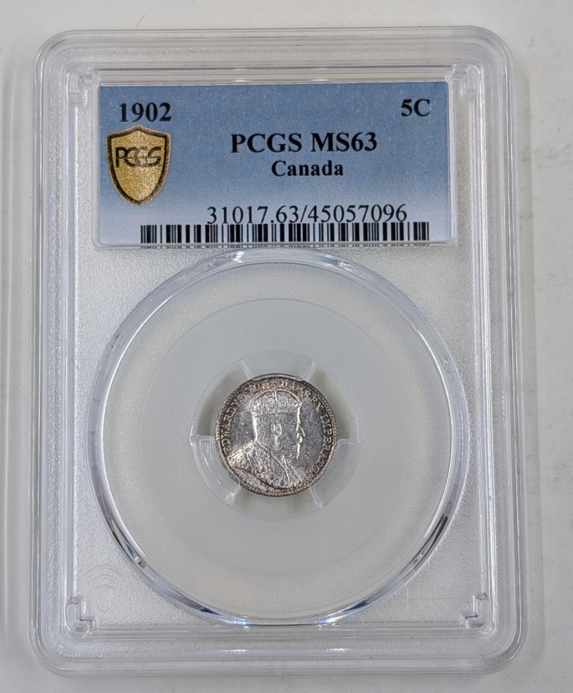 1902 Canada 5 Cent, PCGS MS-63 KM #9