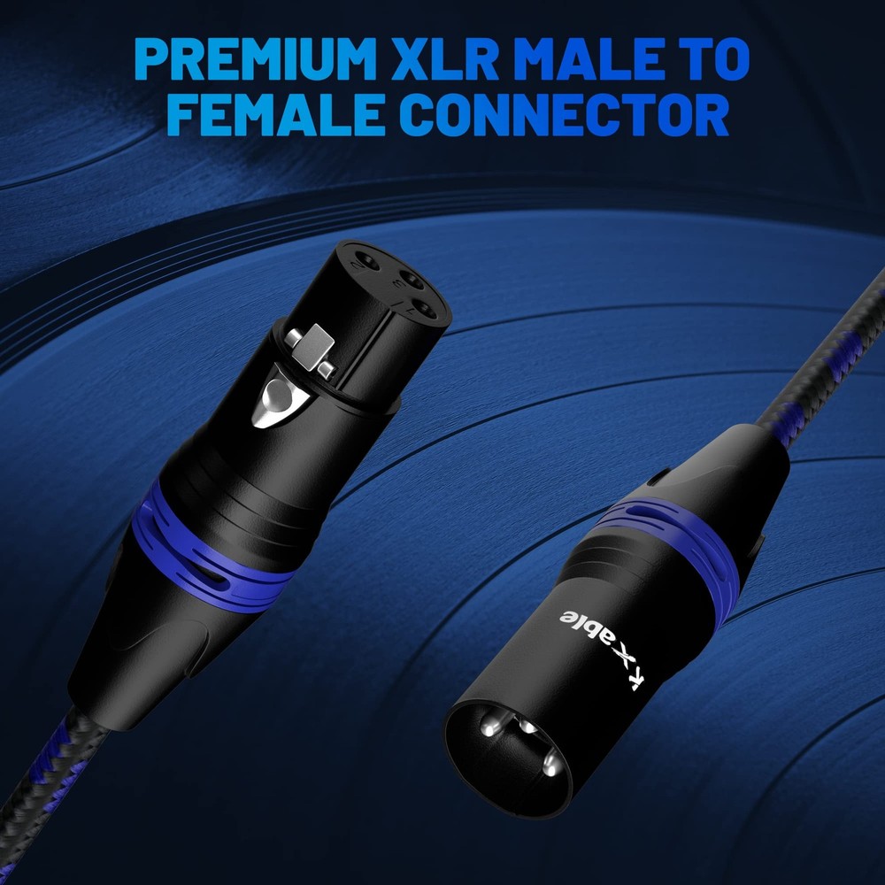 XLR Microphone Cable 15 Feet (2 Pack, Multi Colored), 3 Pin Shielded Balanced...
