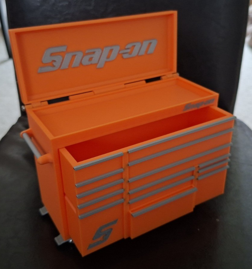Snap-On Mini High Quality 3D Printed Toolbox (Orange) (Silver)
