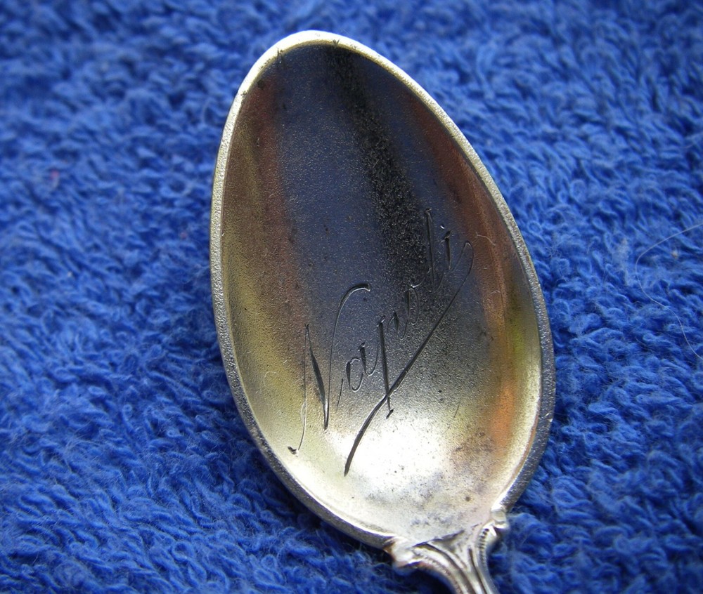 Fine ITALIAN Silver NAPOLI Souvenir Spoon-Cast Scroll Handle-NR