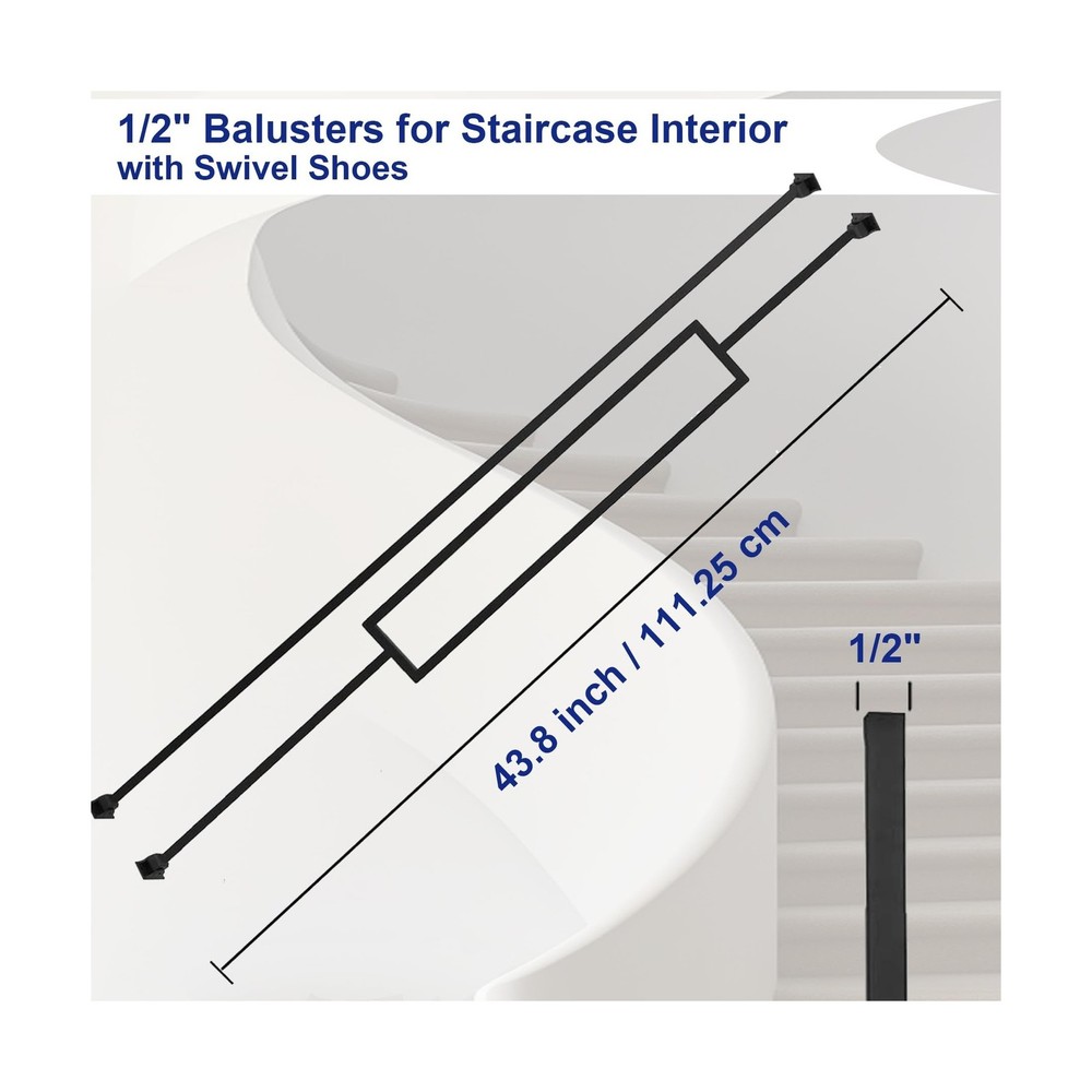 10-Pack Iron Balusters Staircase Rectangular Hollow Stair Spindles Square Cra...