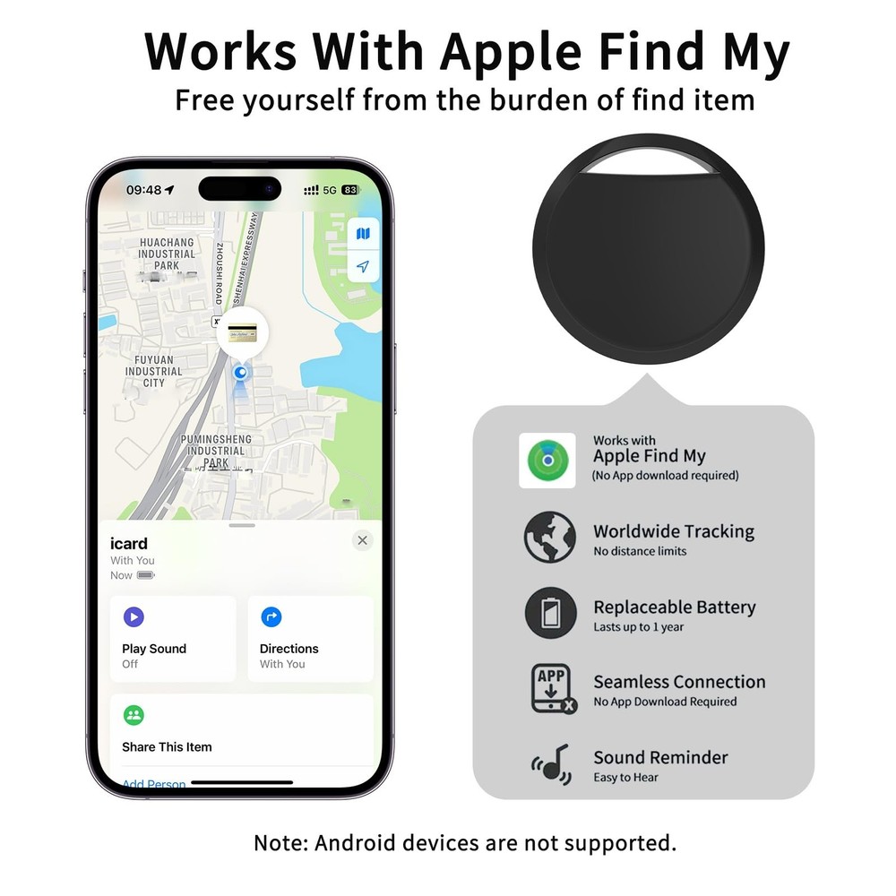 Air Tracker Tags 4 Pack Smart Tag Bluetooth Trackers Work with Apple Find My ...