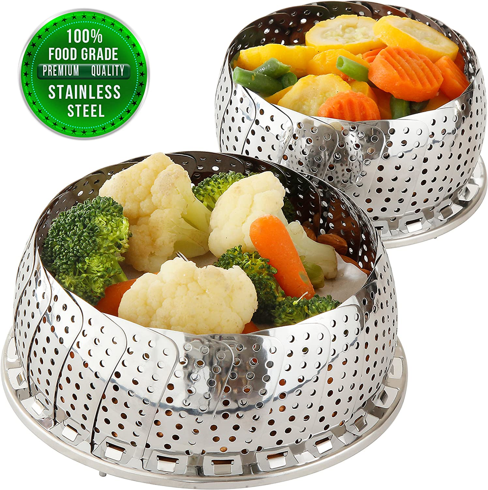 Sensible Needs Vegetable Steamer Basket Set Large & Standard Fold Expand Insert