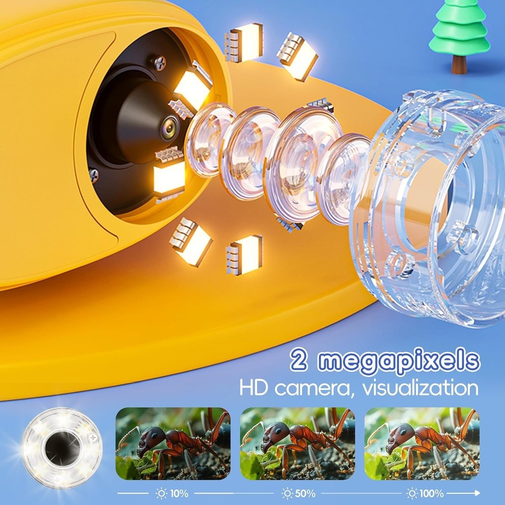 Microscope for Kids - 1000X Kids Handheld Pocket Microscope with 4K IPS Screen
