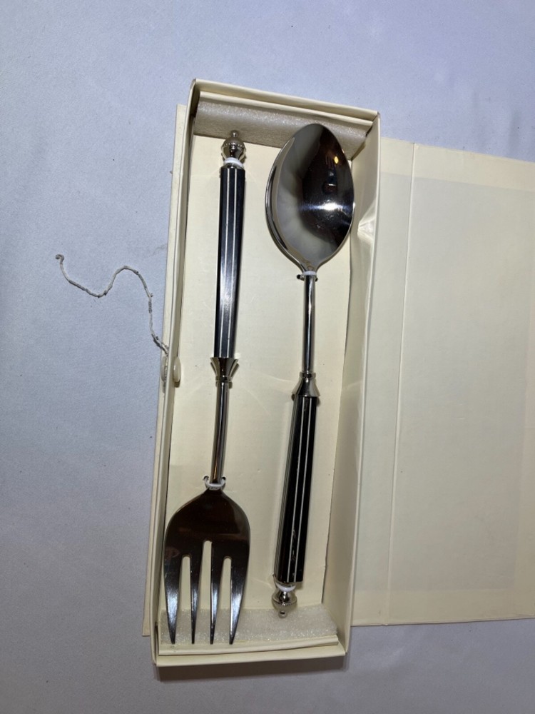 Pottery Barn Serving Set Black and White Stripe - Timeless Look Never Used