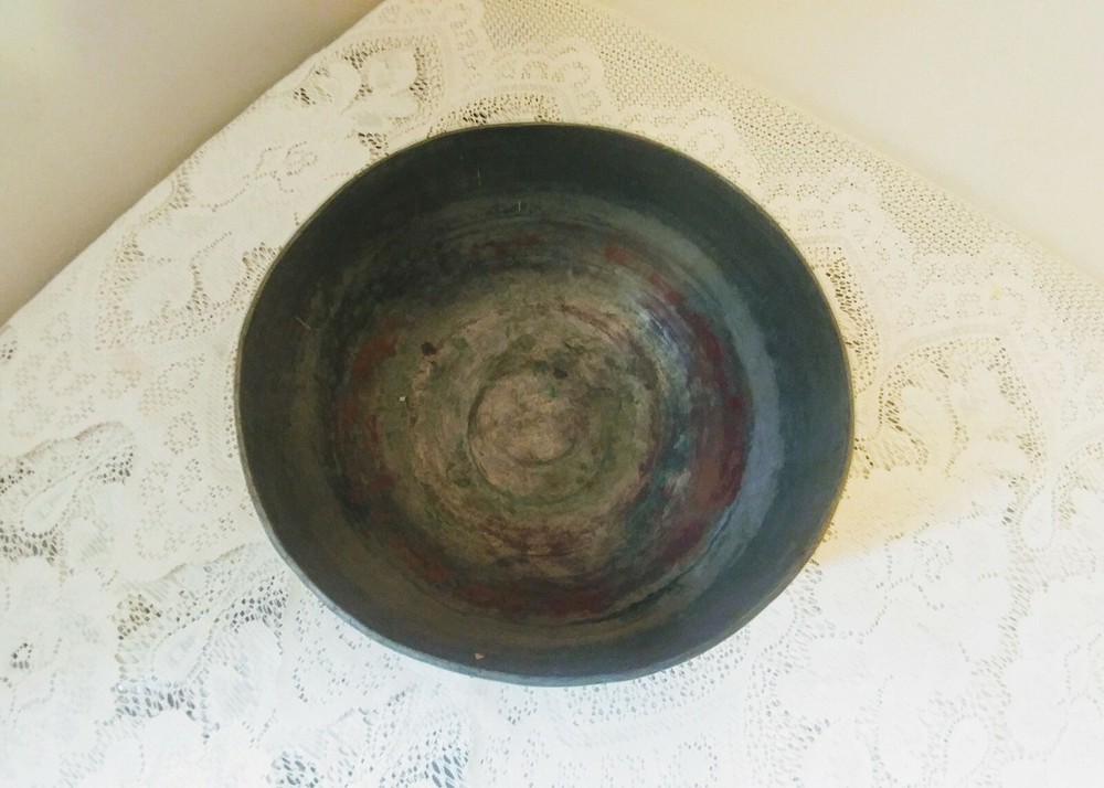 Antique Middle Eastern Hammered Copper Footed Bowl Marked