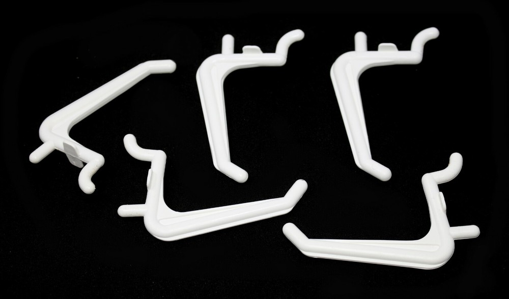 Plastic JUMBO White L HOOK Peg Board Kit Tool Storage Craft Hooks Pick A Pack