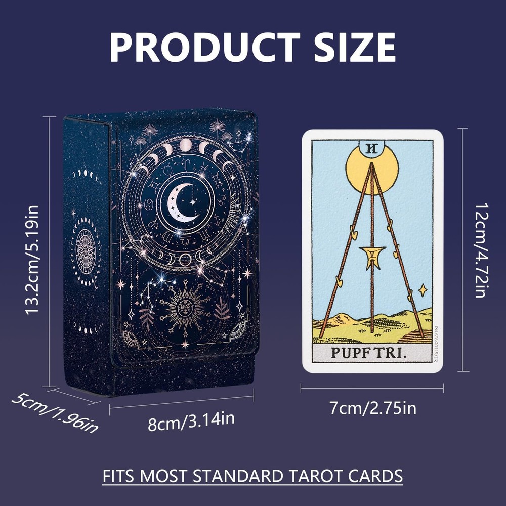 Tarot Card Holder Case, Sun and Moon Pattern Design Leather TarotDeck Storage...