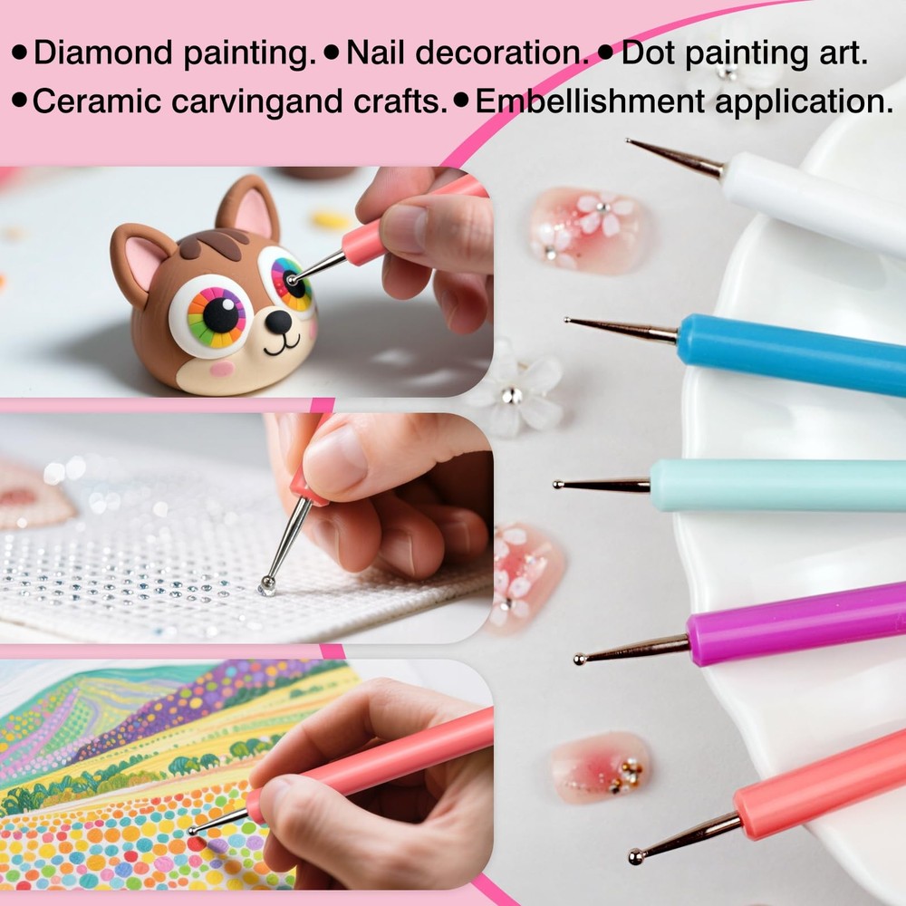 5-Piece Pattern Tracing & Embossing Stylus Set – Dual-Ended Ball Multicolored