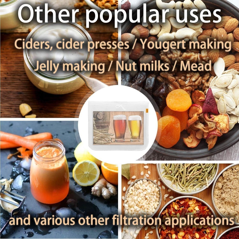 2 Pack Extra Large Brew Bag (31" x 31") - Reusable Fine Mesh Straining Bag for B