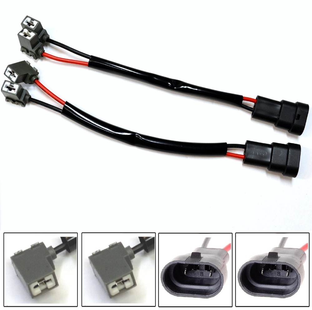 Conversion Wire 9005 HB3 to H1 Two Harness Bulb DRL Daytime Bulb Socket Adapter