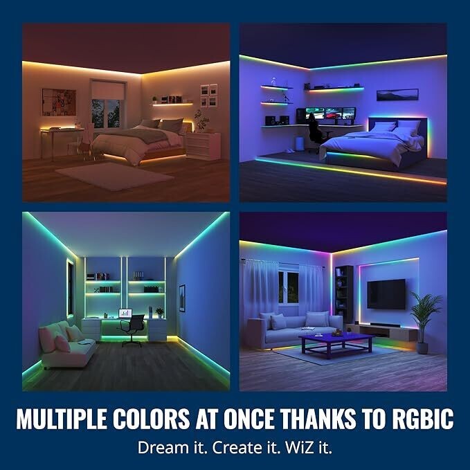 32.8ft Smart LED Light Strip – Multicolor, AppVoice Control, Google Home