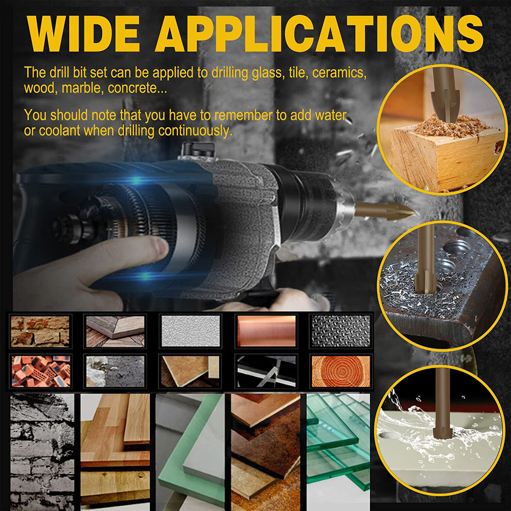 5/10PCS Efficient Drilling Tool Cross Drill Bit for Concrete Ceramic Tile Cement