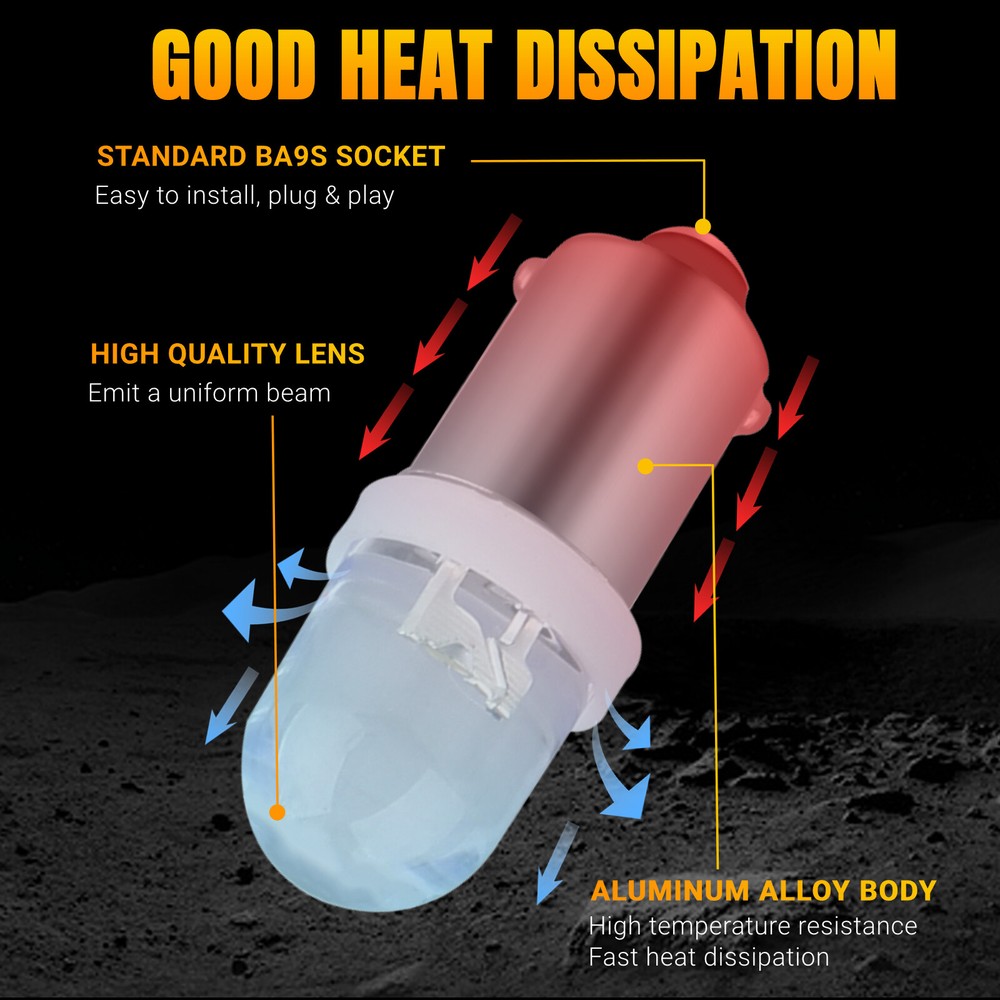 20x Super White BA9S LED Interior Instrument Panel Dash Map Light Bulb 1815 1895