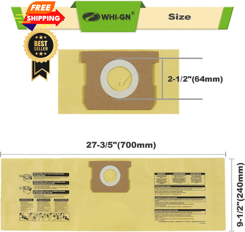 10 Pack 91964 Double Layer High Efficiency Replacement Filter 10 Pack, yellow