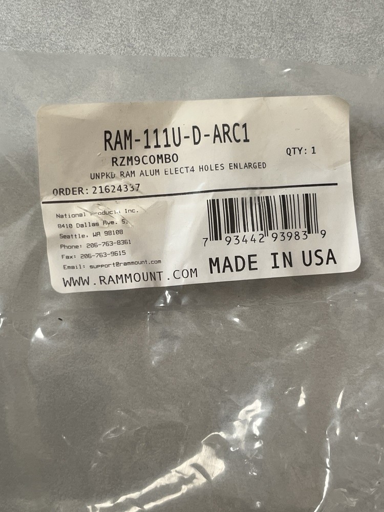RAM Mount Rectangular 1.5" Ball Plate Long Surface Mount RAM-111U-D-Arc
