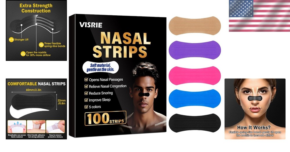 Comfortable Nasal Strips - 100 Pcs for Snoring Relief & Better Sleep Quality
