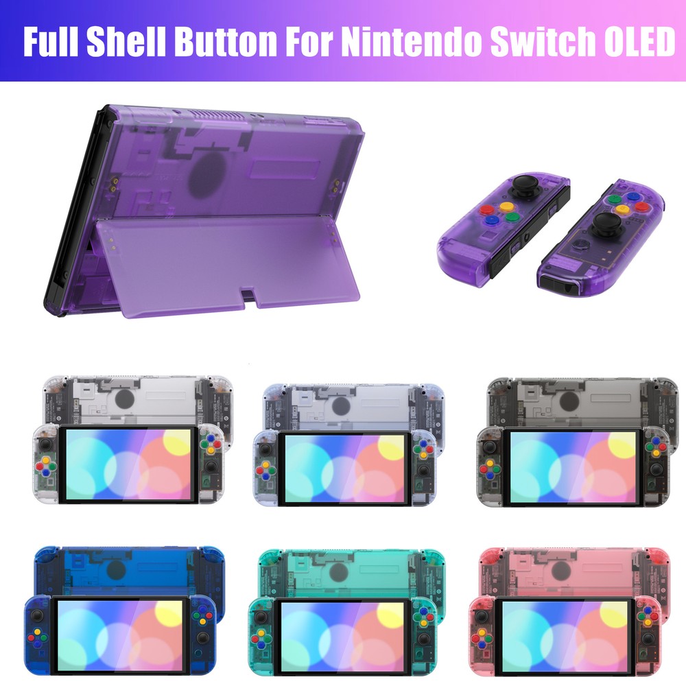 For Nintendo Switch OLED Clear Replacement Full Housing Shell Button Joy-con Key