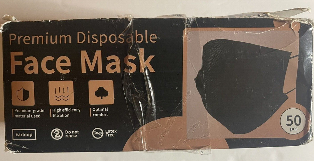 Premium Disposable Face Mask-50 Pack/Black