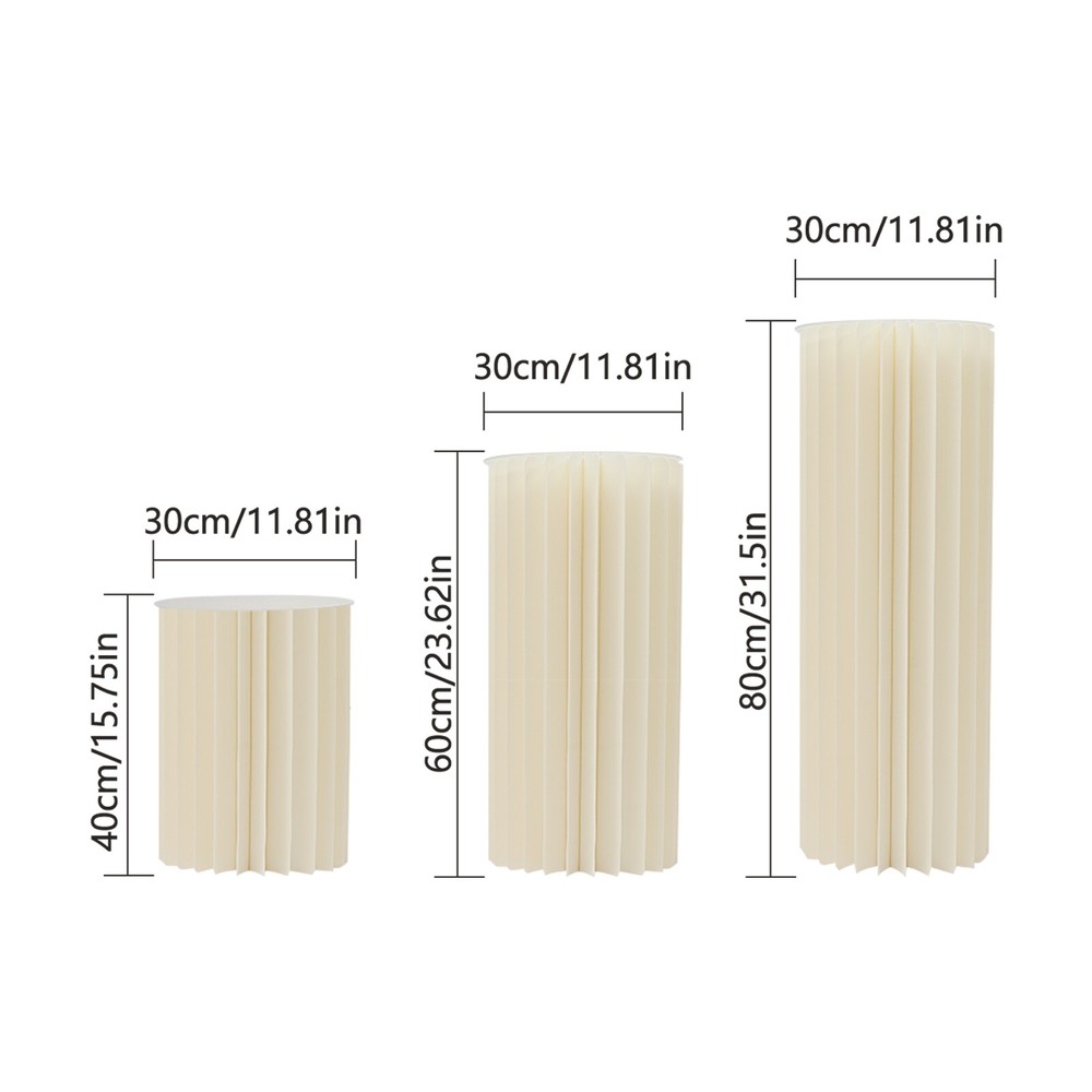 3pcs White Foldable Cardboard Centerpiece Display Flowers Stand Columns Display