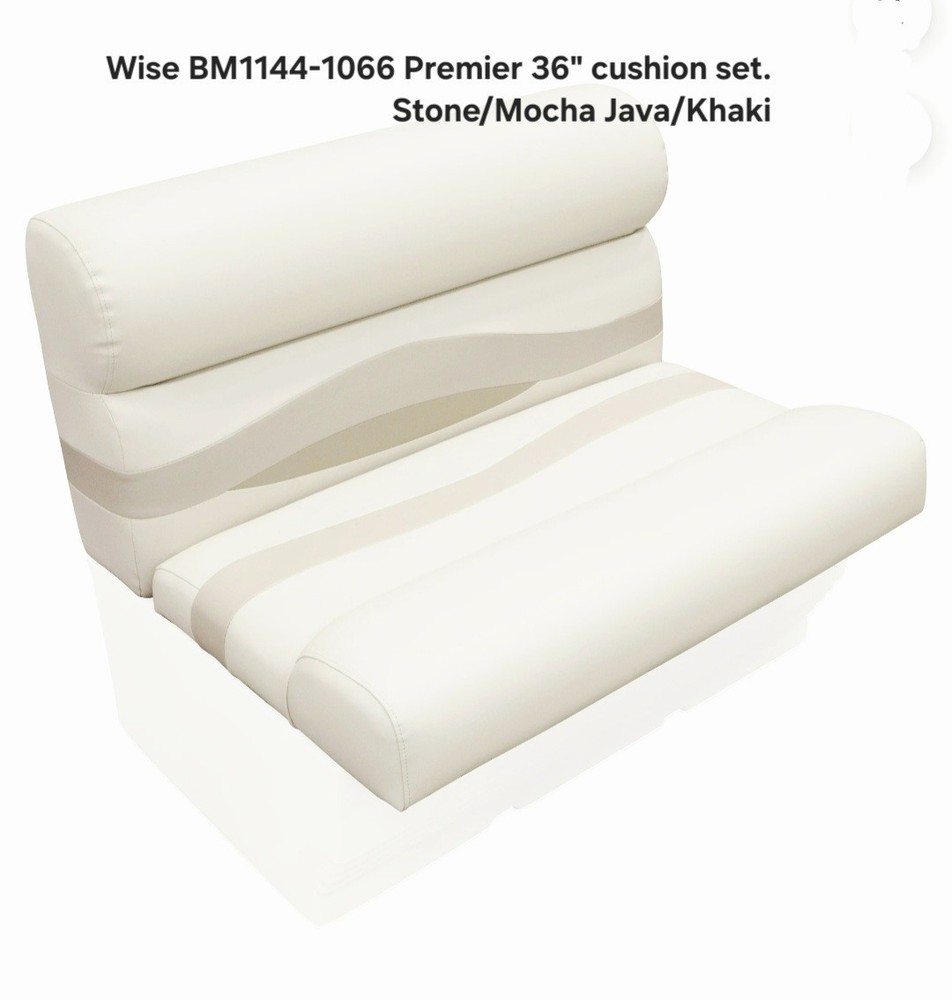 Wise Premier NEW Pontoon Cushion Set Stone/Mocha Java/Khaki & Platinum Base