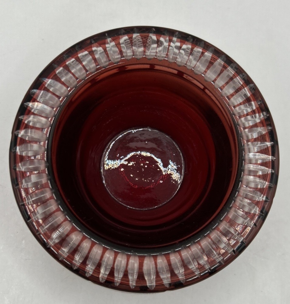 Cut to clear Bohemian Ruby glass votive