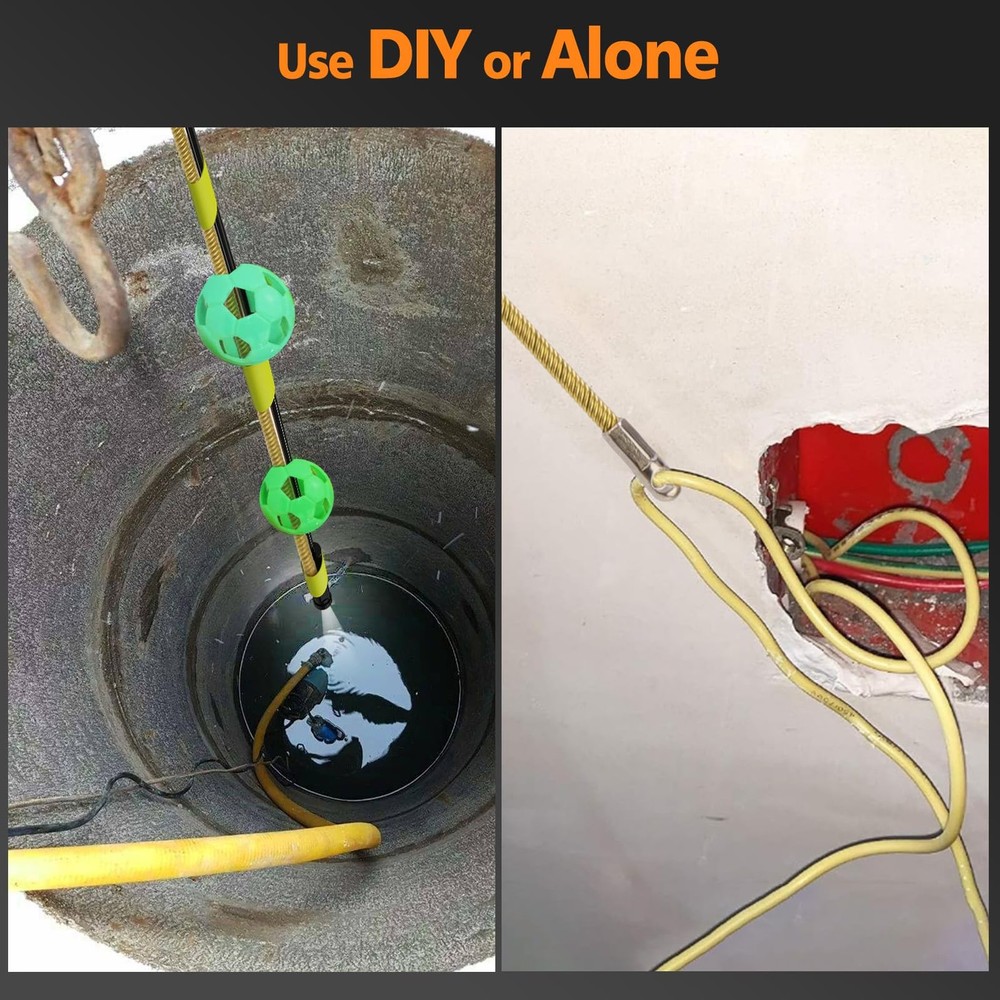 50FT Fish Tape Wire Puller Through Wall Wire Threader OD 7mm, Fish Cable Fast...