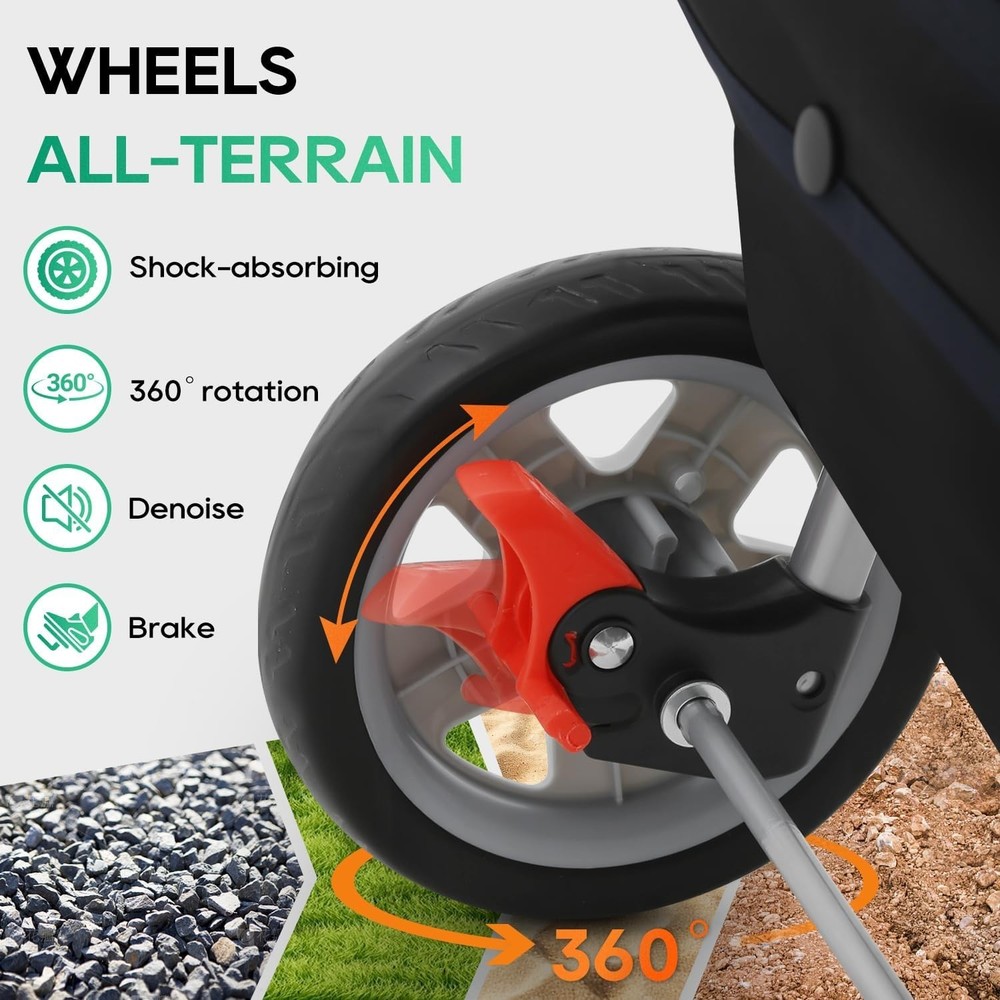 Black Pet Stroller - Waterproof & Foldable Design for Outdoor Adventures