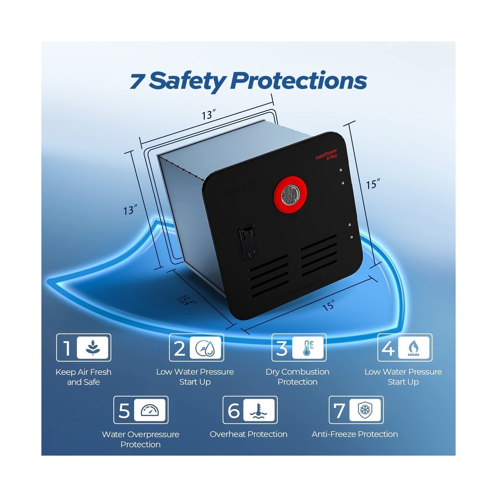 FOGATTI RV Tankless Water Heater, InstaShower 8 Plus, Gen 2, with 15 x 15 inc...