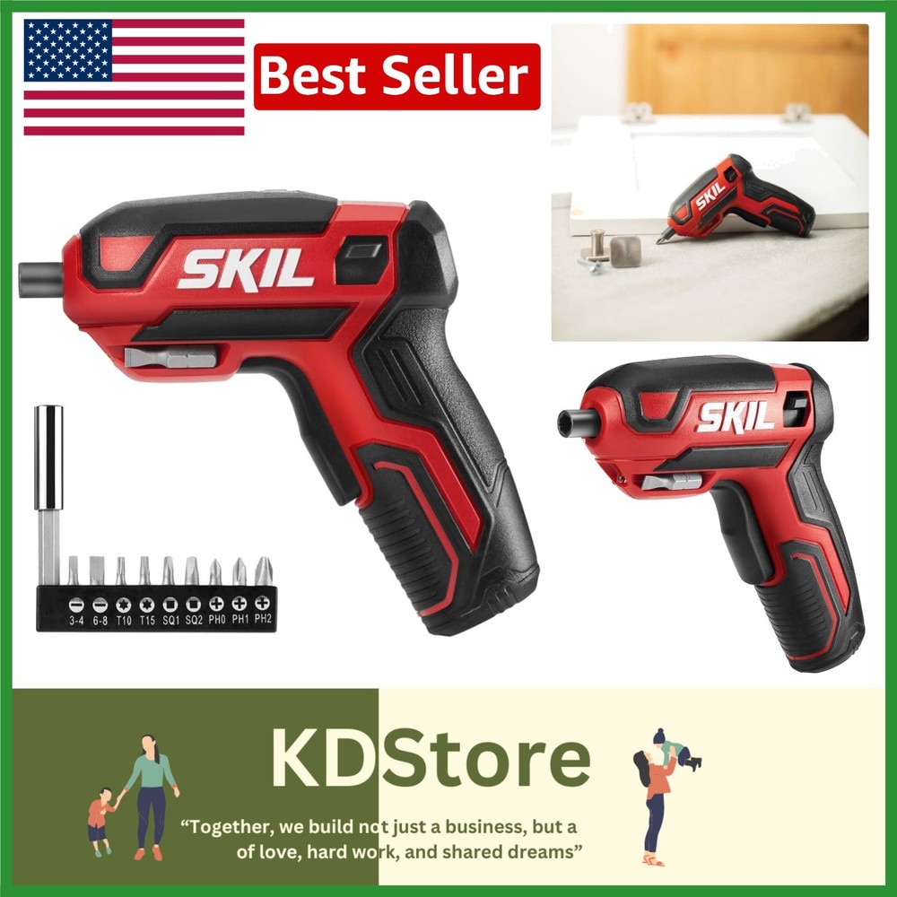 Ergonomic Rechargeable 4V Screwdriver Set - 9 Bits & USB Charging Convenience