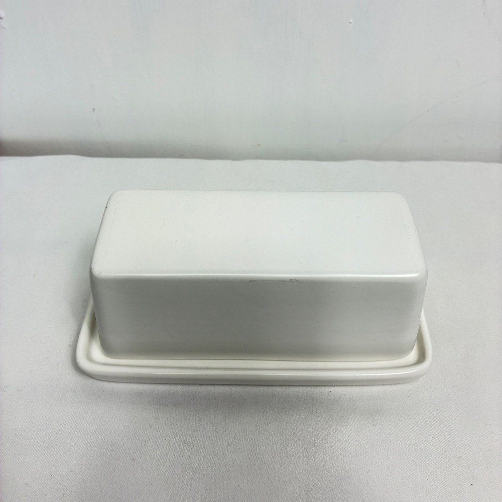 Threshold White Stoneware Butter Dish with Lid Rectangular Minimalist Modern