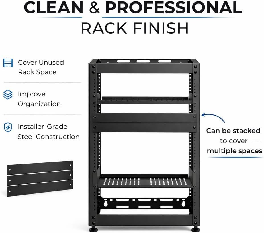 ynVISION Rack Blank Panels for 19” Server, Network & AV Rack | Hardware Included