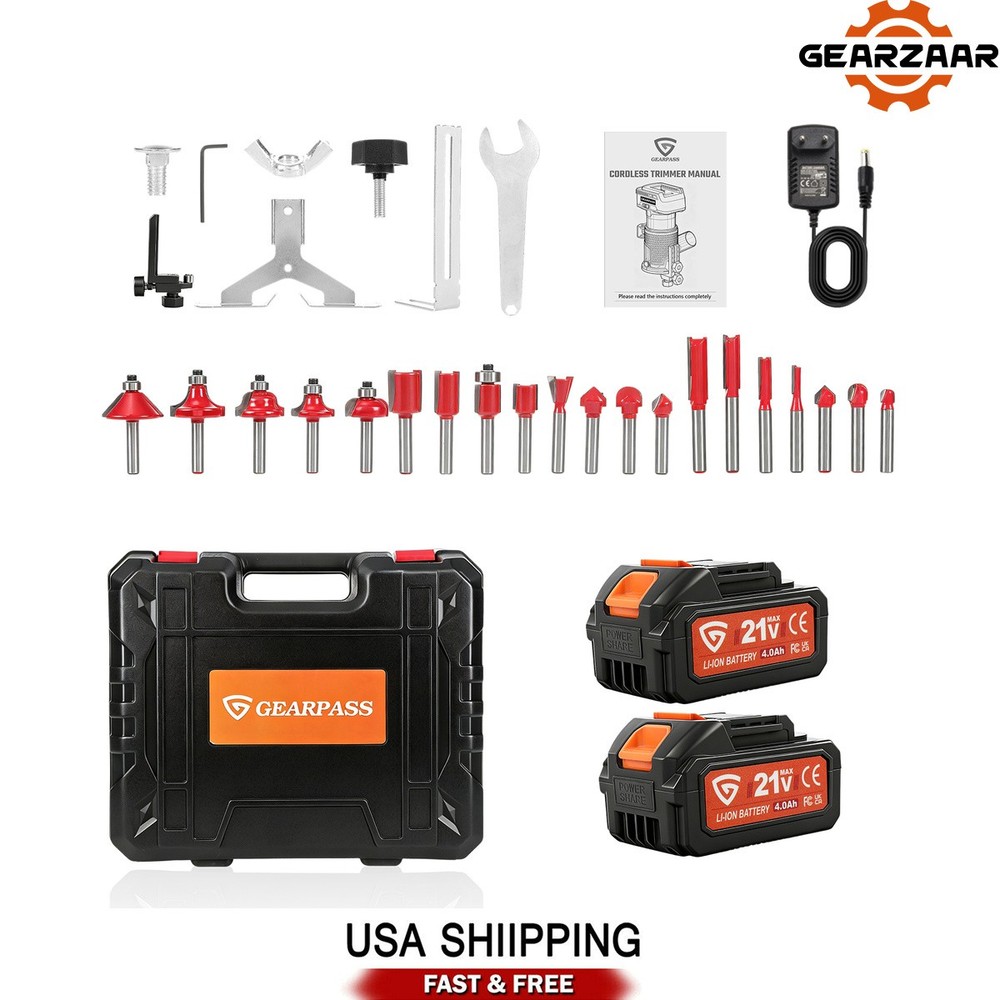 Cordless Multi-function Router NEW 30000 Rpm with 20 Bits Upgraded 21V