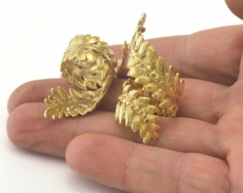 Leaf Adjustable Ring Raw Brass (16mm 5US inner size - Adjustable ) 2130