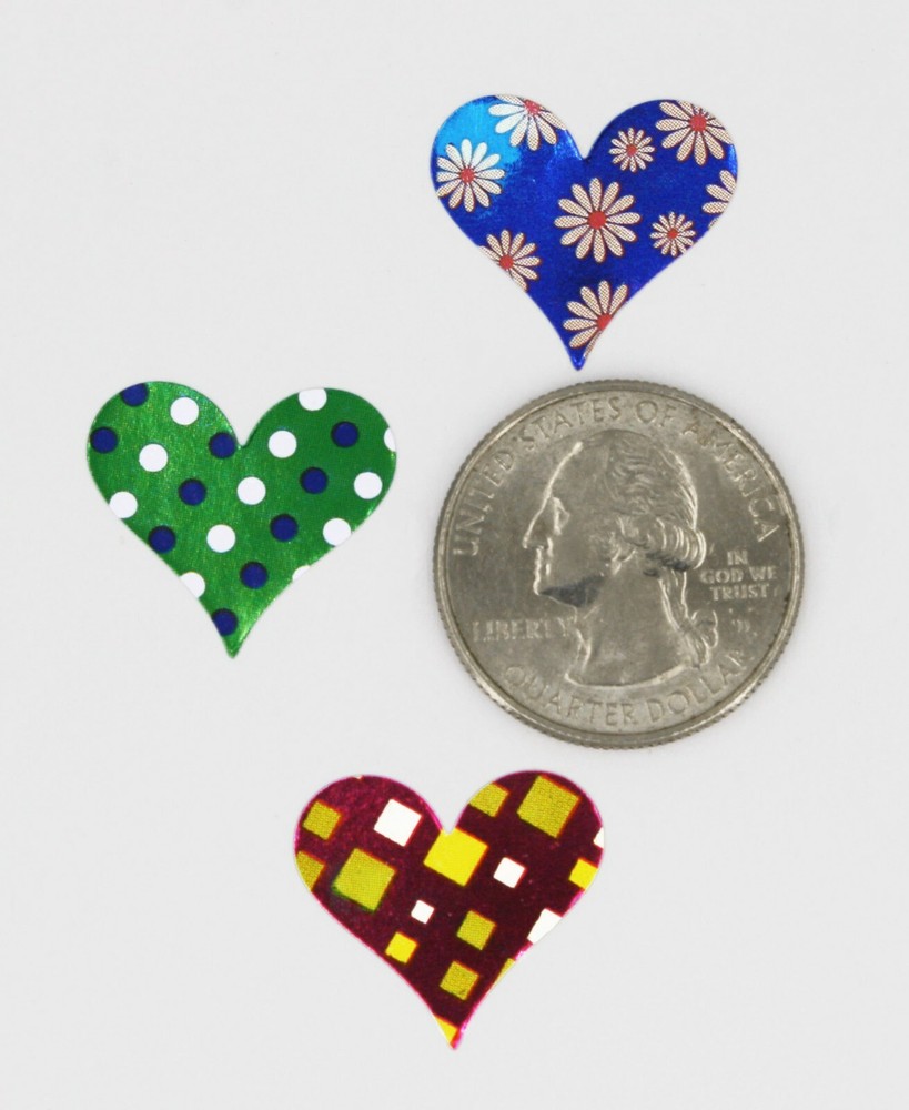 Heart Shaped Assorted Patterns Valentines Day Stickers Craft Projects 200 Pack