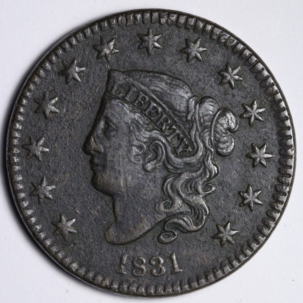 1831 Coronet Head Large Cent XF E117 ATCTU
