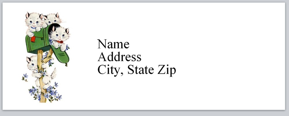Personalized Address Labels Cats Playing with Mailbox B (bx 330)