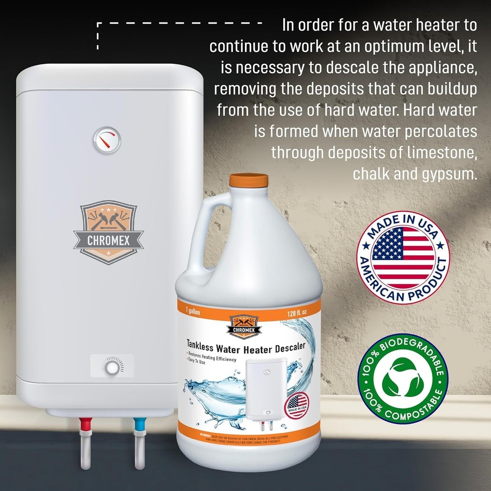 Chromex Tankless Water Heater Descaling Solution, 1 Gallon