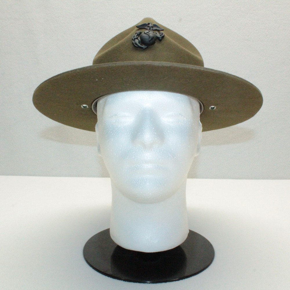US Army Olive Green Felt Hat Drill Sergeant Instructor F40: Even Size 6¾