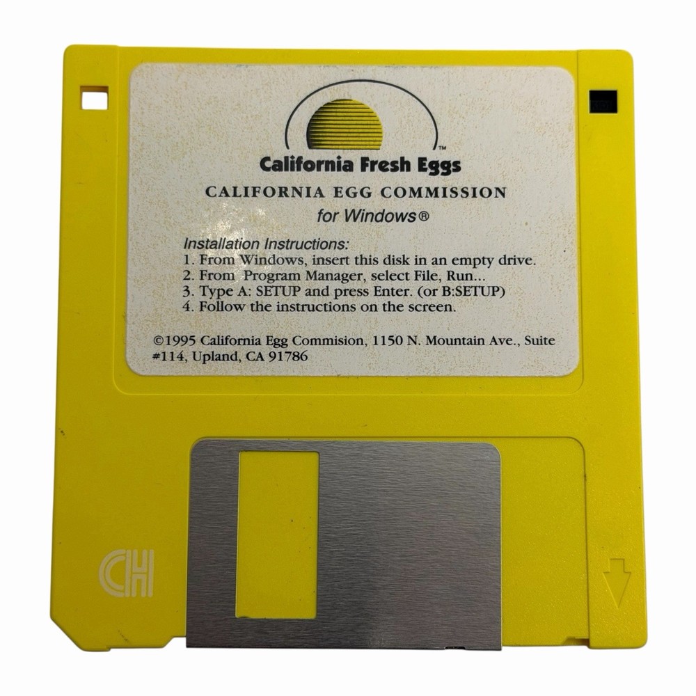 California Fresh Eggs Egg Commission (PC, 1995) 3.5” Computer Program Disk