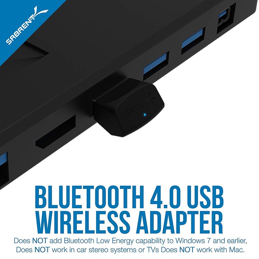 SABRENT USB Bluetooth 4.0 Micro Adapter for PC [v4.0 Class 2 with Low Black