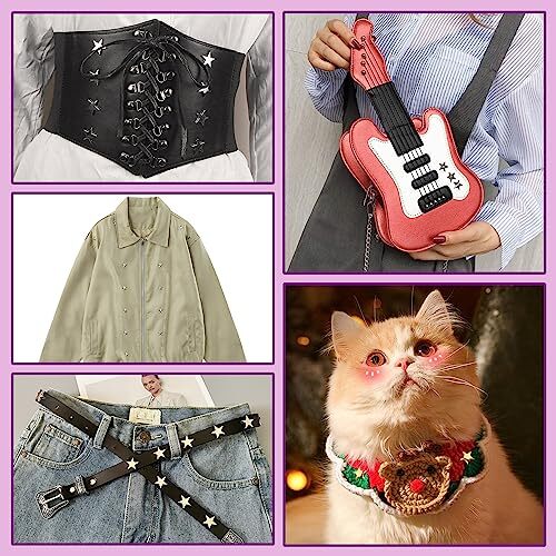 200 Sets Leather Rivets Kit Mixed Sizes Rivets for Leather Star Star - Silver