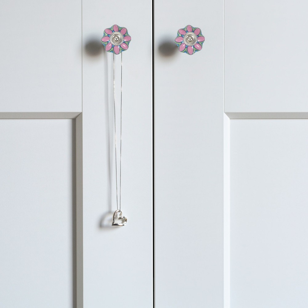 6 Packs Ceramic Knobs, Pumpkin Ceramic Drawer Knobs, Flower