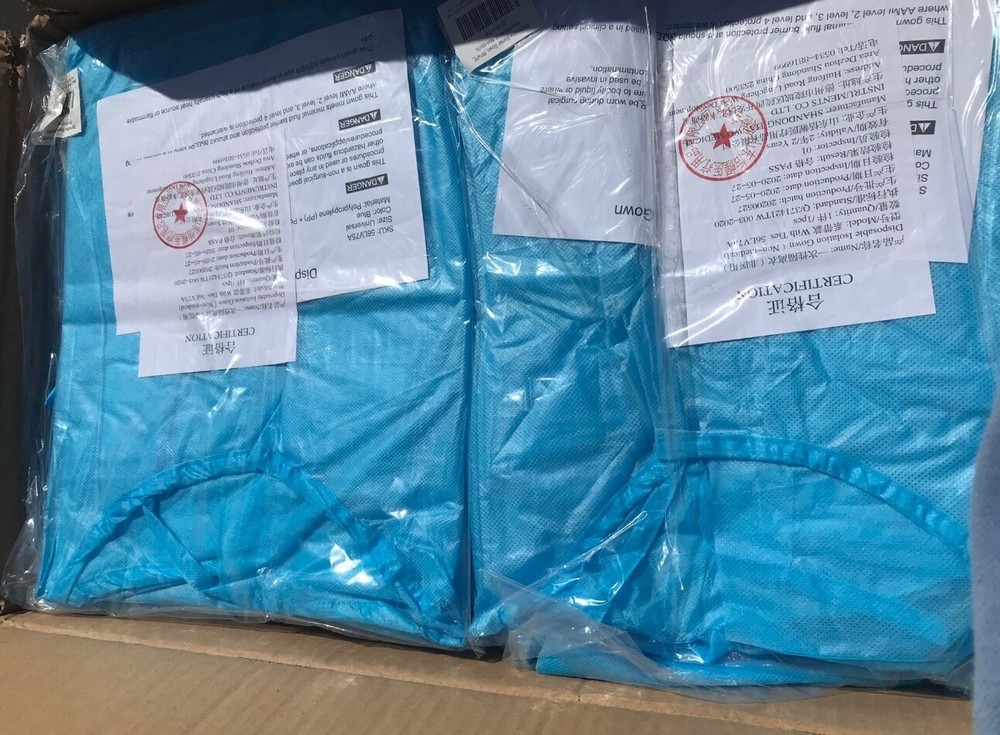 blue disposable barrier gowns 50pcs