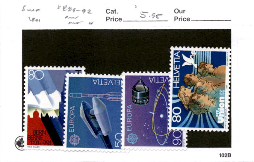 Switzerland, Postage Stamp, #889-892 Mint NH, 1991 Space (AB)